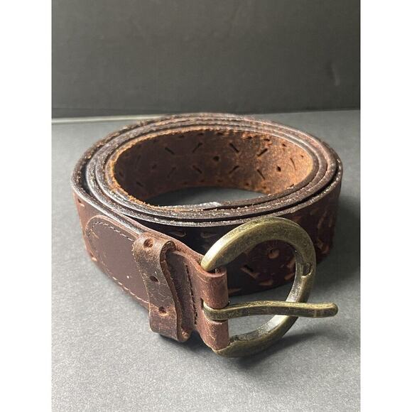Womens Leather Belt SZ 2X Brown Leather Lasercut Western Cowboy Rodeo Up To 44” - Picture 4 of 9